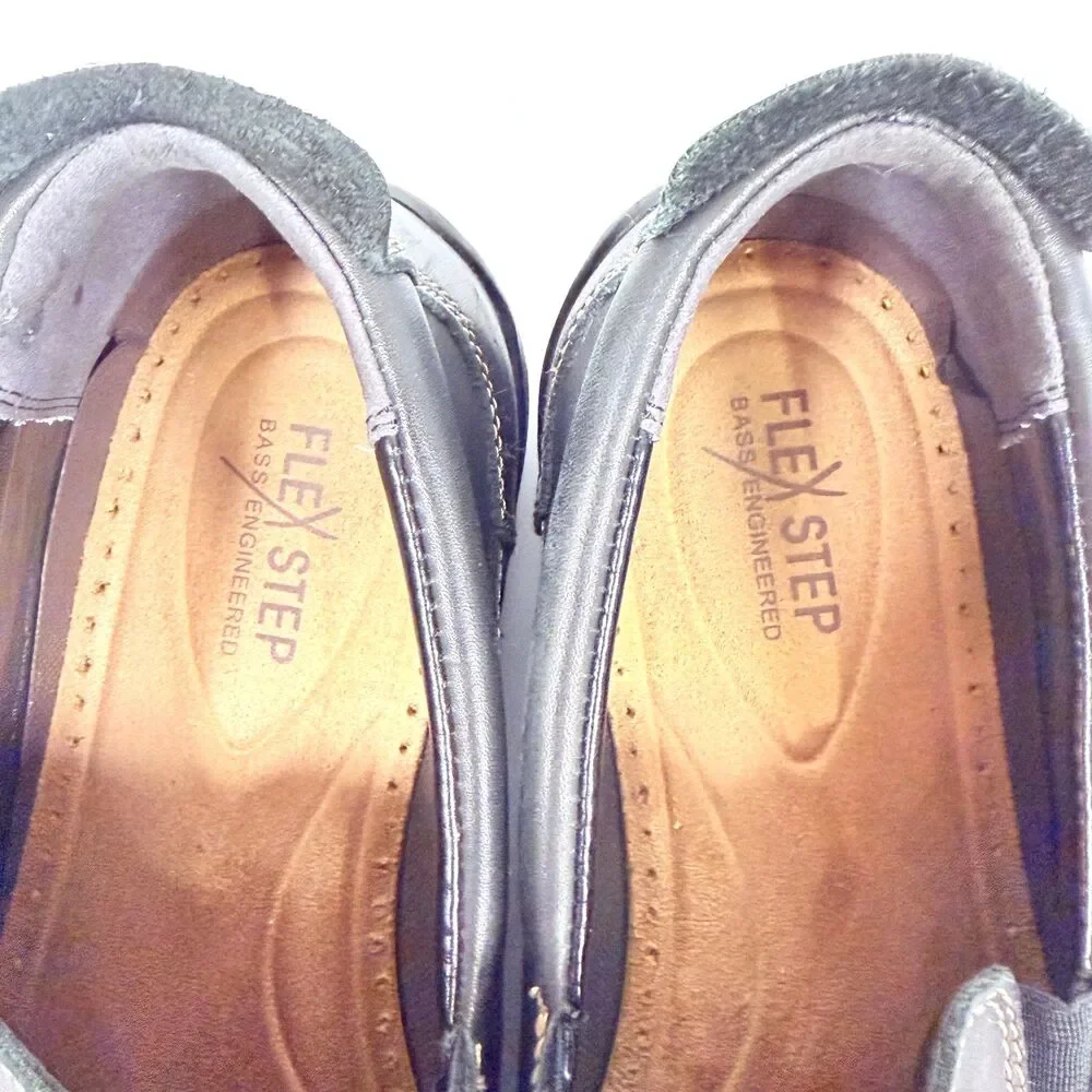 Bass Flex Fit Victor Black Leather Slip On Loafer Shoes Men's Size 11‎
